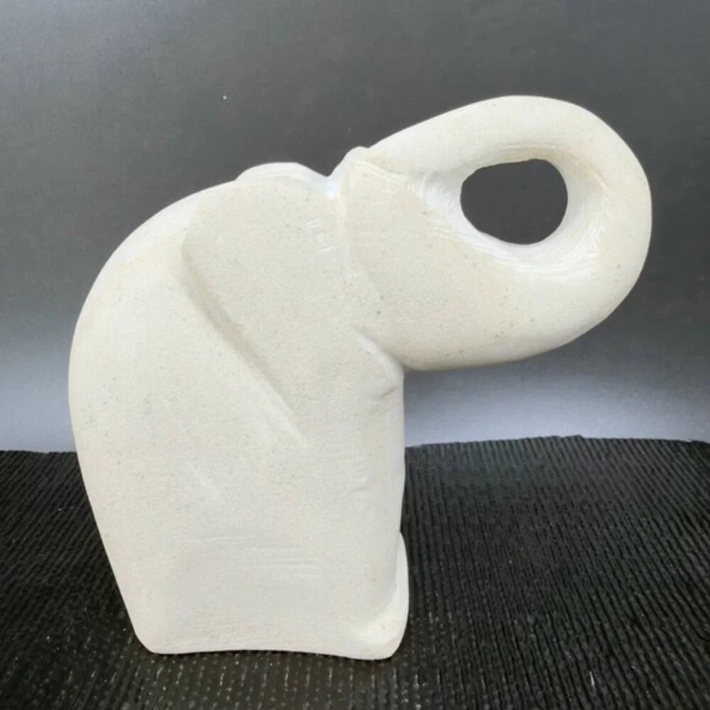 Hand Carved Stone Elephant‎ Primitive Style Heavy Paperweight Figure Decorative